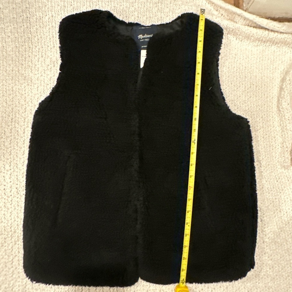 MADEWELL NEW WOMENS SMALL Black Faux Fur Vest - Picture 9 of 12